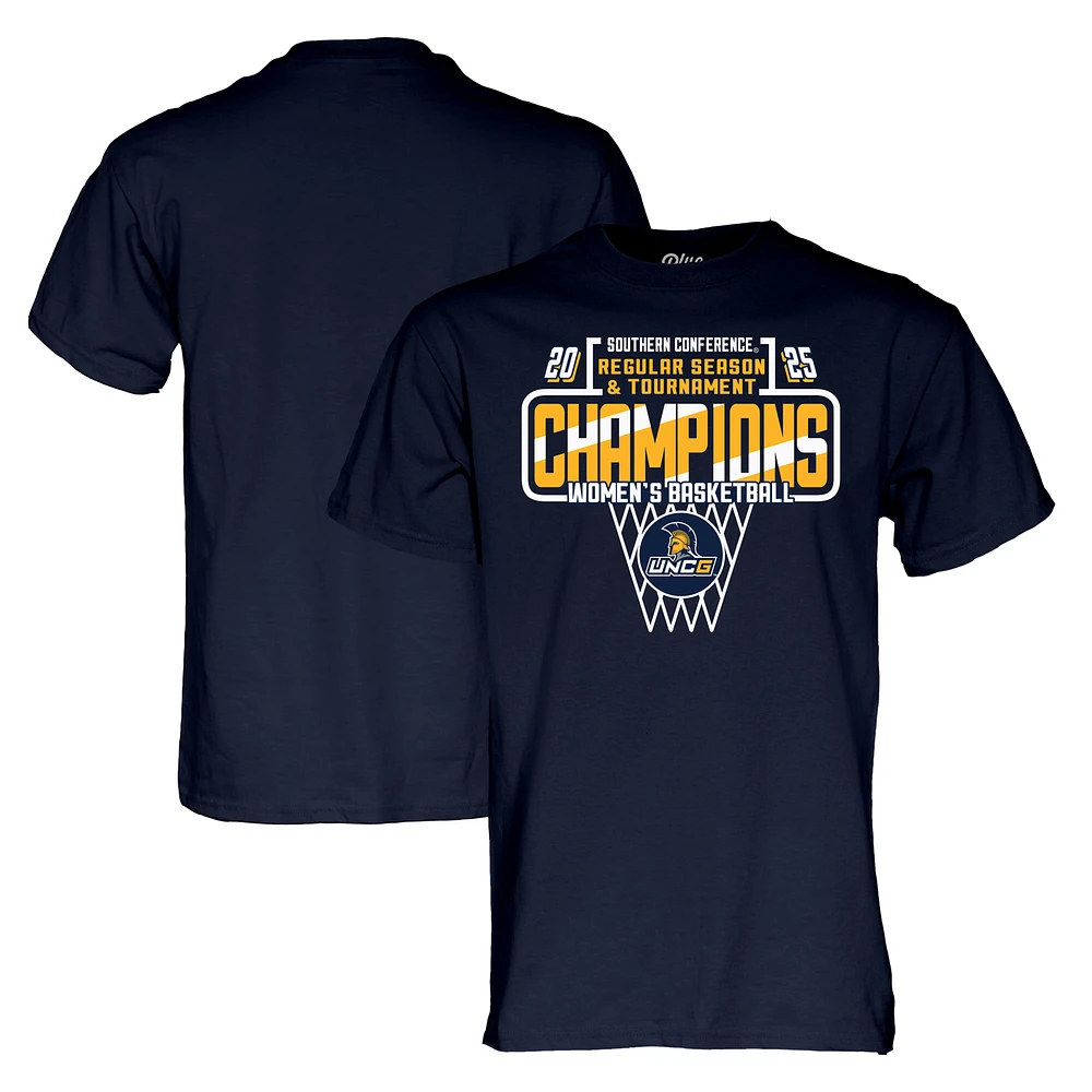 Unisex Blue 84 Navy UNCG Spartans 2025 SoCon Women's Basketball Conference Tournament Champions T-Shirt