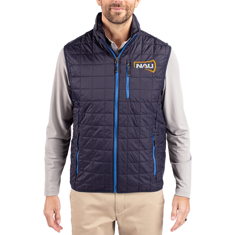 Men's Cutter & Buck Navy Northern Arizona Lumberjacks Rainier Eco Insulated PrimaLoft Full-Zip Puffer Vest