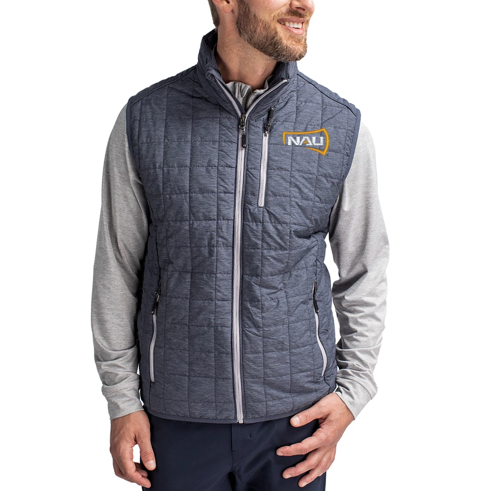 Men's Cutter & Buck Anthracite Northern Arizona Lumberjacks Rainier Eco Insulated PrimaLoft Full-Zip Puffer Vest