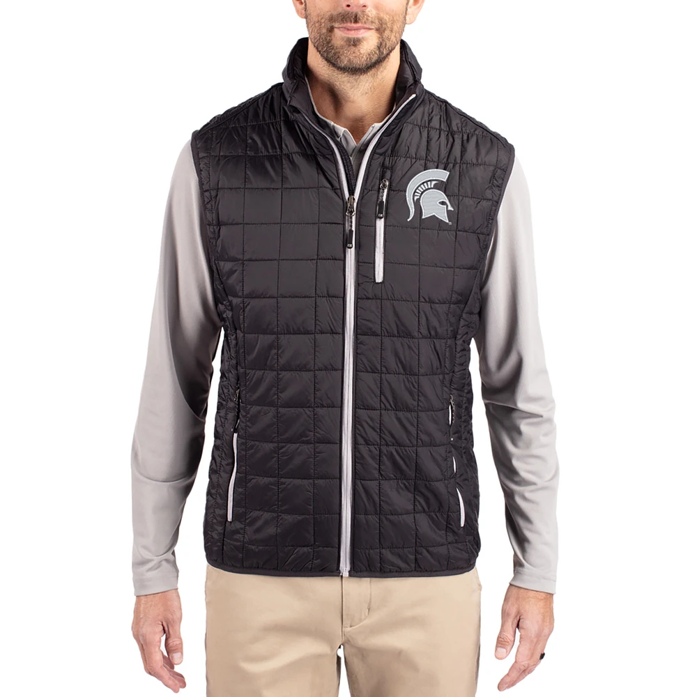 Men's Cutter & Buck Michigan State Spartans Rainier Eco Insulated PrimaLoft Full-Zip Puffer Vest