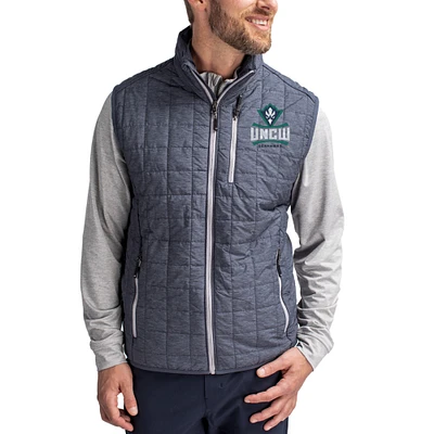 Men's Cutter & Buck Anthracite UNC Wilmington Seahawks Rainier Eco Insulated PrimaLoft Full-Zip Puffer Vest