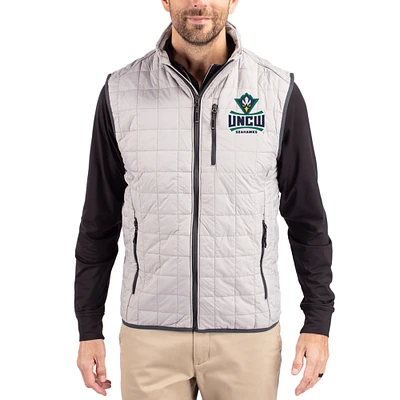Men's Cutter & Buck Gray UNC Wilmington Seahawks Rainier Eco Insulated PrimaLoft Full-Zip Puffer Vest