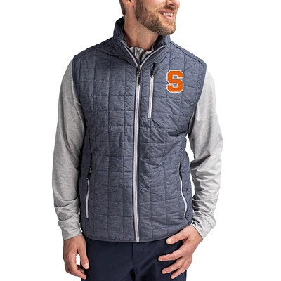Men's Cutter & Buck Anthracite Syracuse Orange Rainier Eco Insulated PrimaLoft Full-Zip Puffer Vest