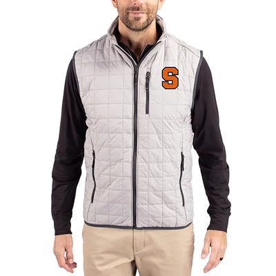 Men's Cutter & Buck Gray Syracuse Orange Rainier Eco Insulated PrimaLoft Full-Zip Puffer Vest