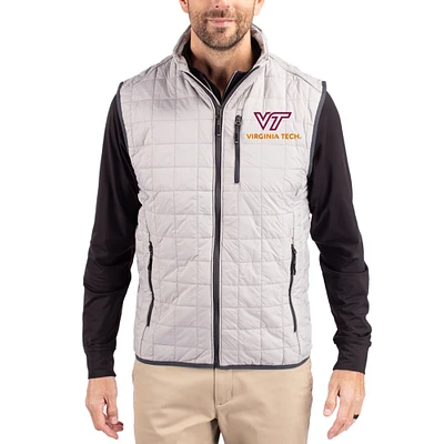 Men's Cutter & Buck Gray Virginia Tech Hokies Rainier Eco Insulated PrimaLoft Full-Zip Puffer Vest