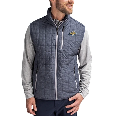 Men's Cutter & Buck Anthracite Montana State Bobcats Rainier Eco Insulated PrimaLoft Full-Zip Puffer Vest