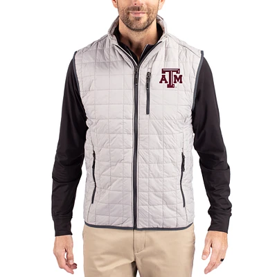 Men's Cutter & Buck Gray Texas A&M Aggies Rainier Eco Insulated PrimaLoft Full-Zip Puffer Vest
