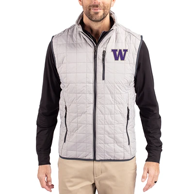 Men's Cutter & Buck Gray Washington Huskies Rainier Eco Insulated PrimaLoft Full-Zip Puffer Vest