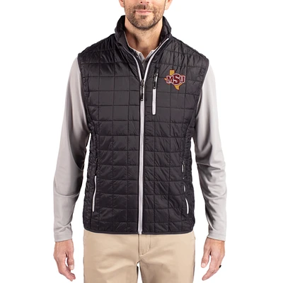 Men's Cutter & Buck Black Midwestern State Mustangs Rainier Eco Insulated PrimaLoft Full-Zip Puffer Vest