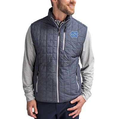Men's Cutter & Buck Anthracite North Carolina Tar Heels Rainier Eco Insulated PrimaLoft Full-Zip Puffer Vest
