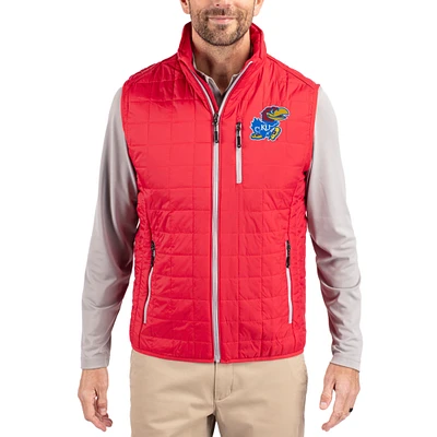 Men's Cutter & Buck Kansas Jayhawks Rainier Eco Insulated PrimaLoft Full-Zip Puffer Vest