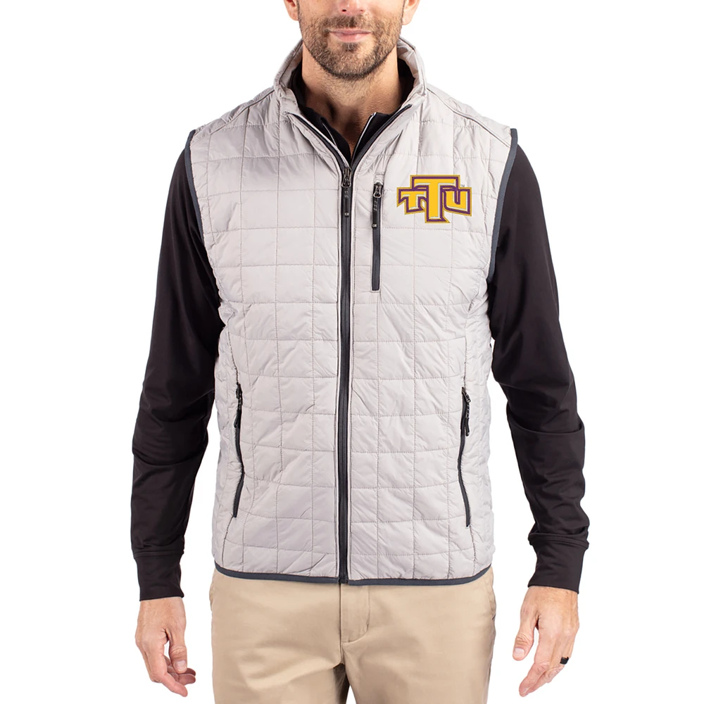 Men's Cutter & Buck Gray Tennessee Tech Golden Eagles Rainier Eco Insulated PrimaLoft Full-Zip Puffer Vest