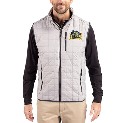 Men's Cutter & Buck Gray Drexel Dragons Rainier Eco Insulated PrimaLoft Full-Zip Puffer Vest