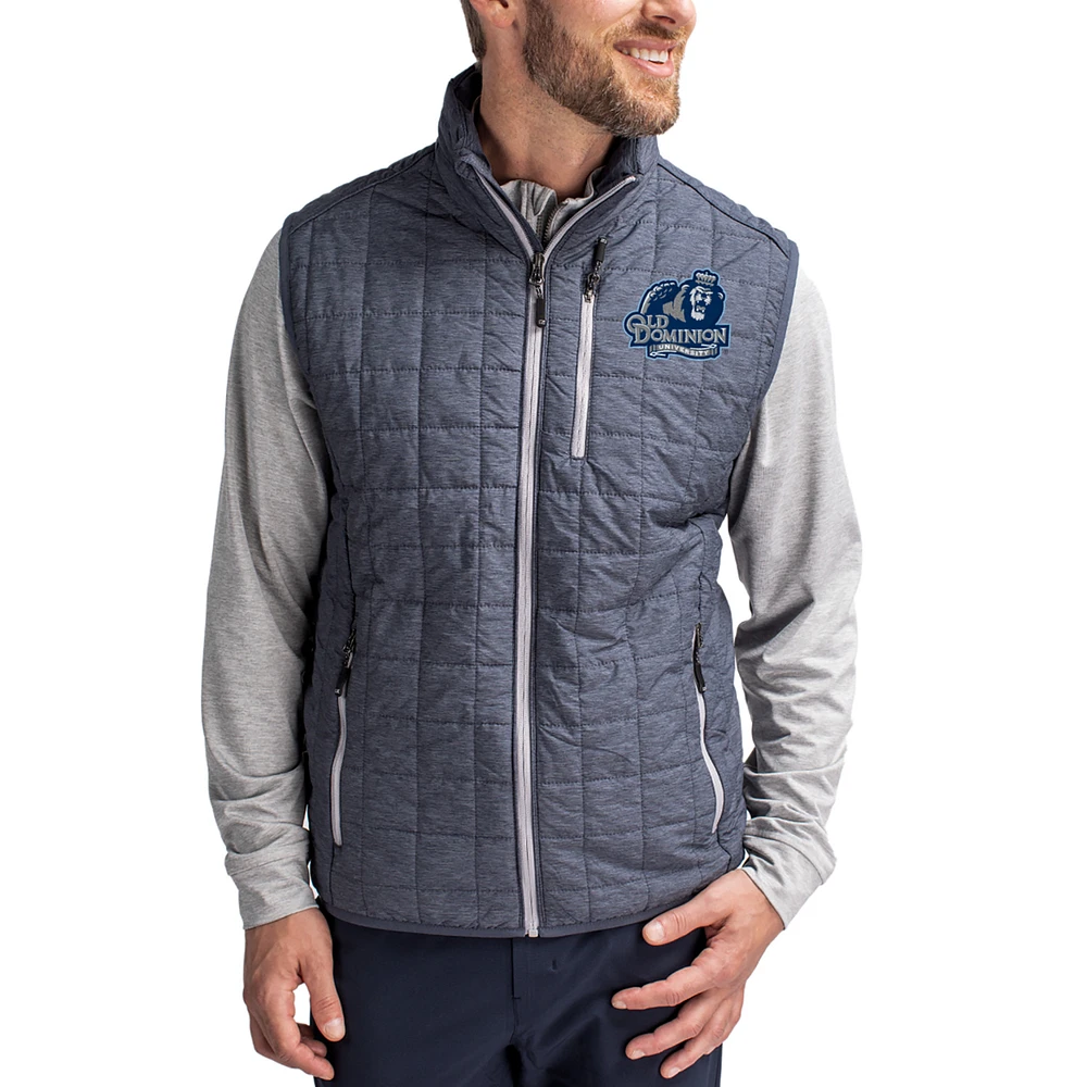 Men's Cutter & Buck Anthracite Old Dominion Monarchs Rainier Eco Insulated PrimaLoft Full-Zip Puffer Vest