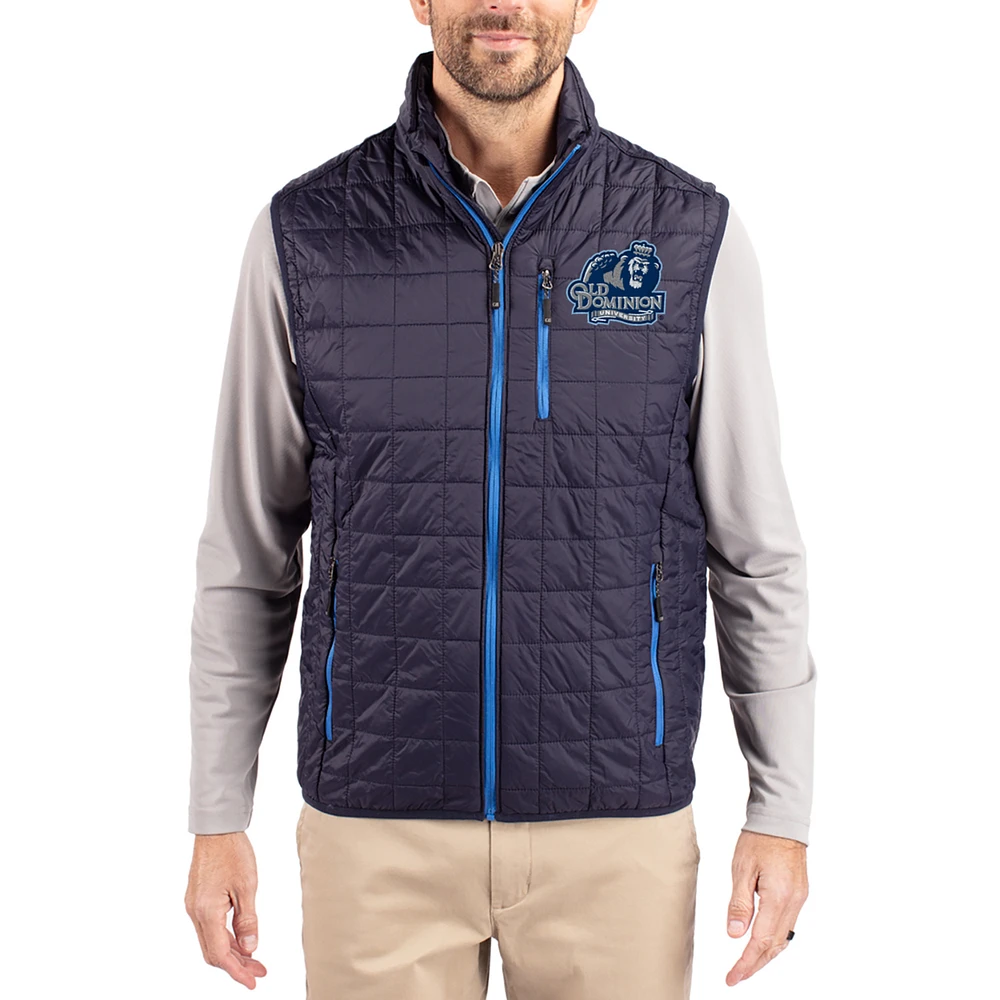 Men's Cutter & Buck Navy Old Dominion Monarchs Rainier Eco Insulated PrimaLoft Full-Zip Puffer Vest