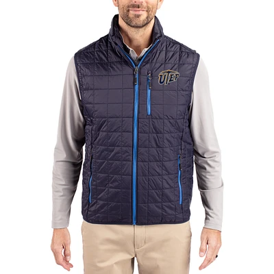 Men's Cutter & Buck Navy UTEP Miners Rainier Eco Insulated PrimaLoft Full-Zip Puffer Vest