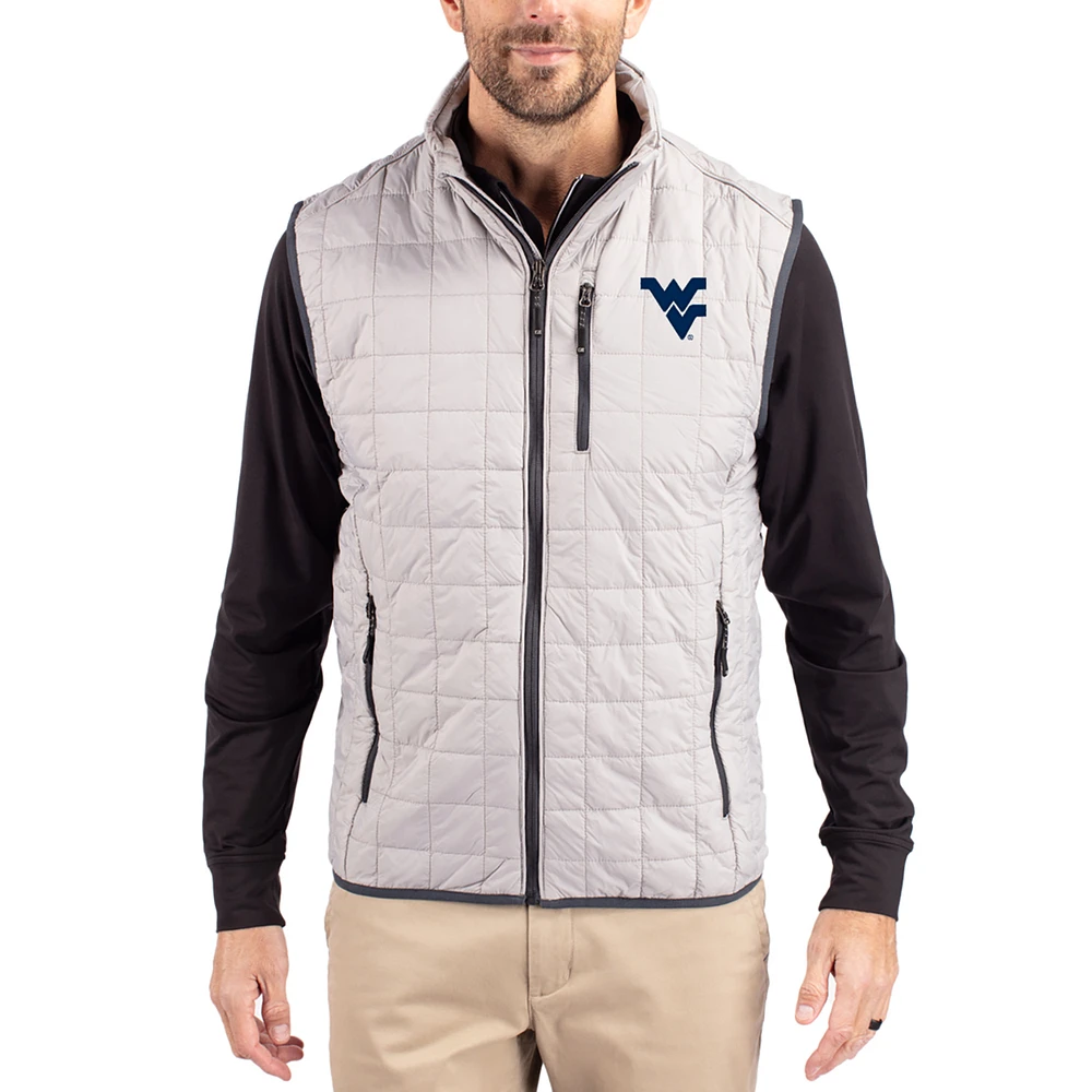 Men's Cutter & Buck West Virginia Mountaineers Rainier Eco Insulated PrimaLoft Full-Zip Puffer Vest