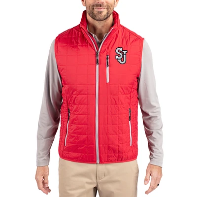 Men's Cutter & Buck Red St. John's Storm Rainier Eco Insulated PrimaLoft Full-Zip Puffer Vest