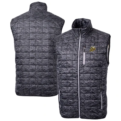 Men's Cutter & Buck Black Baldwin Wallace Yellow Jackets Rainier PrimaLoft Camo Full-Zip Puffer Vest