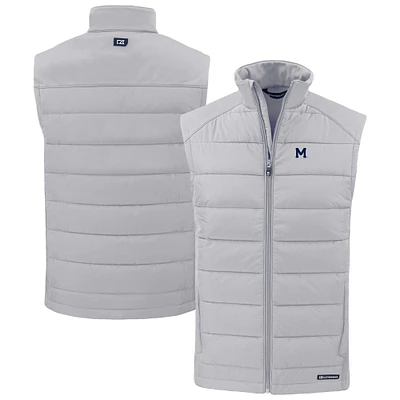 Men's Cutter & Buck Gray Michigan Wolverines Evoke Hybrid Eco Softshell Recycled Full-Zip Vest