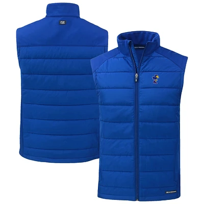 Men's Cutter & Buck Kansas Jayhawks Evoke Hybrid Eco Softshell Recycled Full-Zip Vest