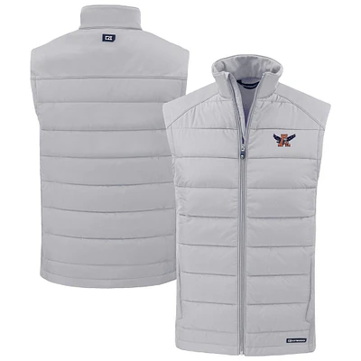 Men's Cutter & Buck Gray Auburn Tigers Evoke Hybrid Eco Softshell Recycled Full-Zip Vest