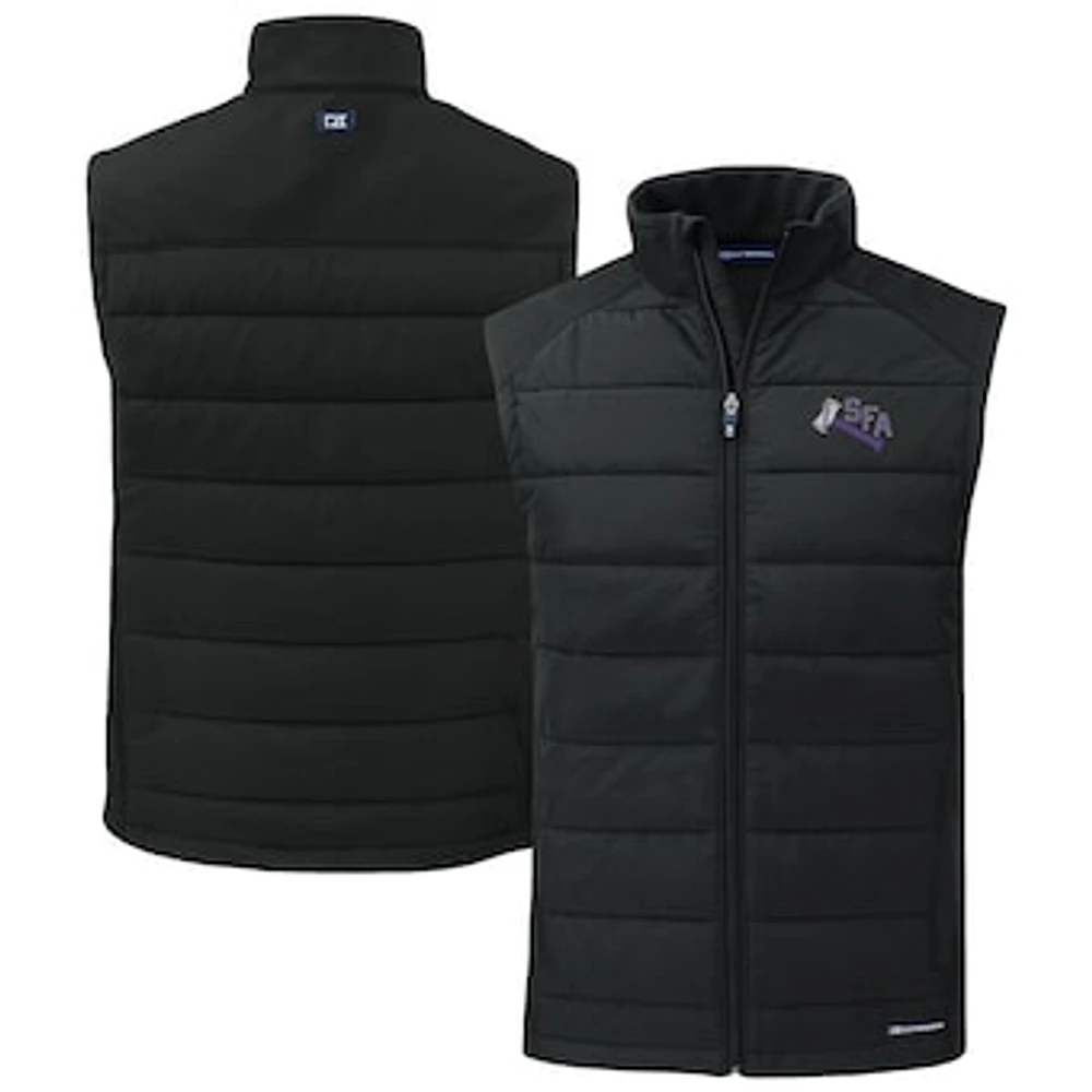 Men's Cutter & Buck Stephen F Austin Lumberjacks Evoke Hybrid Eco Softshell Recycled Full-Zip Vest