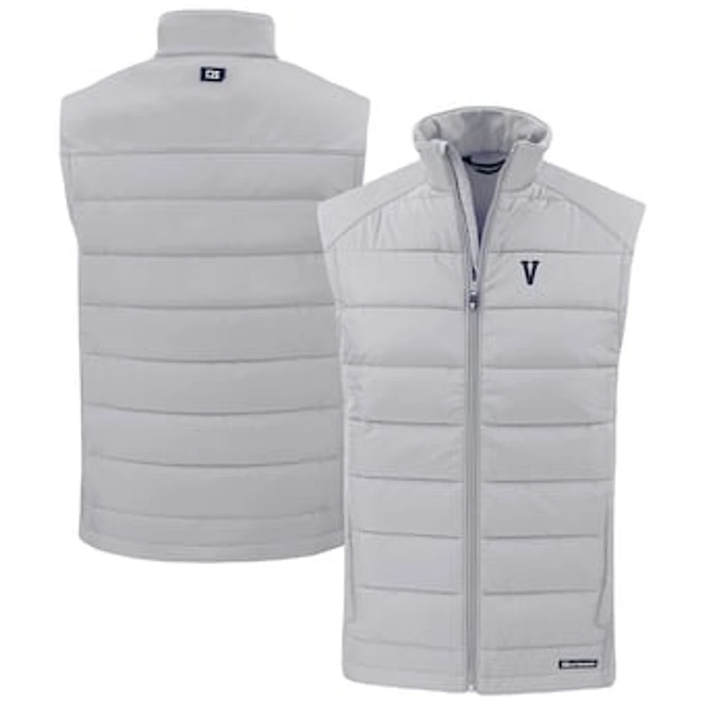 Men's Cutter & Buck Gray Villanova Wildcats Evoke Hybrid Eco Softshell Recycled Full-Zip Vest