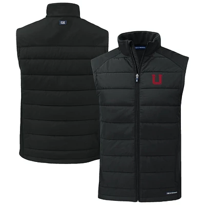 Men's Cutter & Buck Utah Utes Evoke Hybrid Eco Softshell Recycled Full-Zip Vest