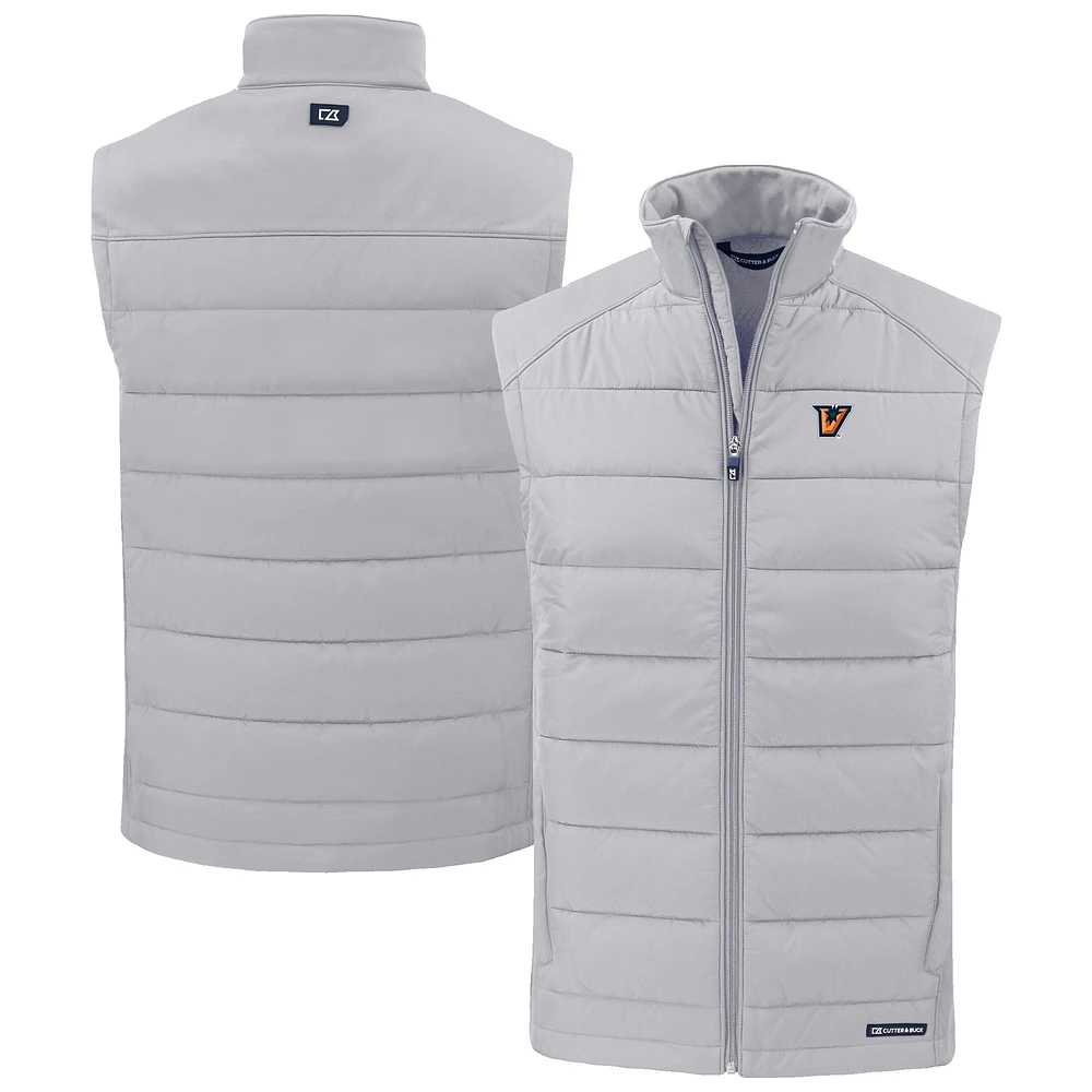 Men's Cutter & Buck Gray Texas-Rio Grande Valley Vaqueros Evoke Hybrid Eco Softshell Recycled Full-Zip Vest