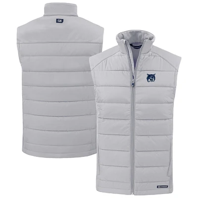 Men's Cutter & Buck Gray New Hampshire Wildcats Evoke Hybrid Eco Softshell Recycled Full-Zip Vest