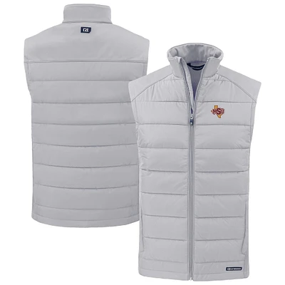 Men's Cutter & Buck Midwestern State Mustangs Evoke Hybrid Eco Softshell Recycled Full-Zip Vest
