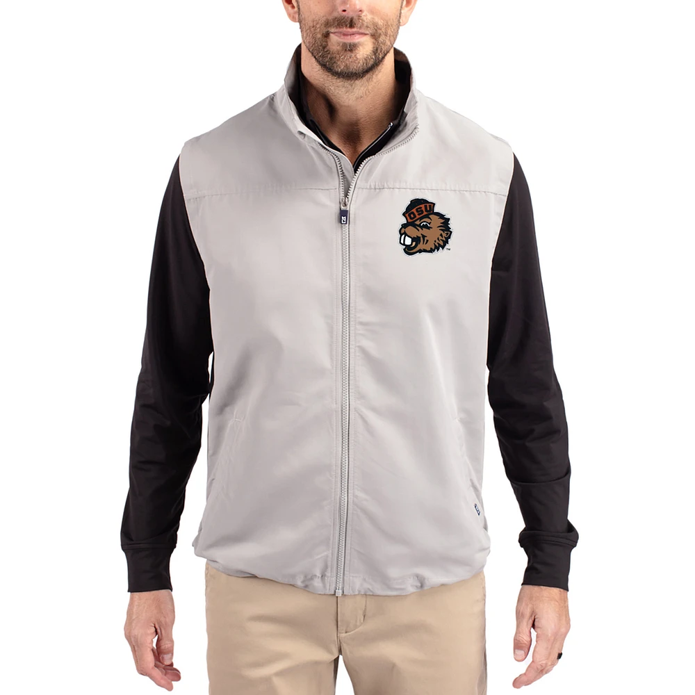 Men's Cutter & Buck Gray Oregon State Beavers Charter Eco Recycled Full-Zip Vest