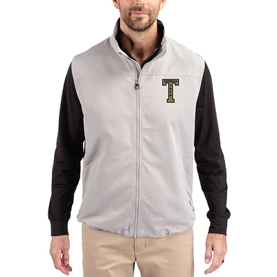 Men's Cutter & Buck Gray Georgia Tech Yellow Jackets Charter Eco Recycled Full-Zip Vest
