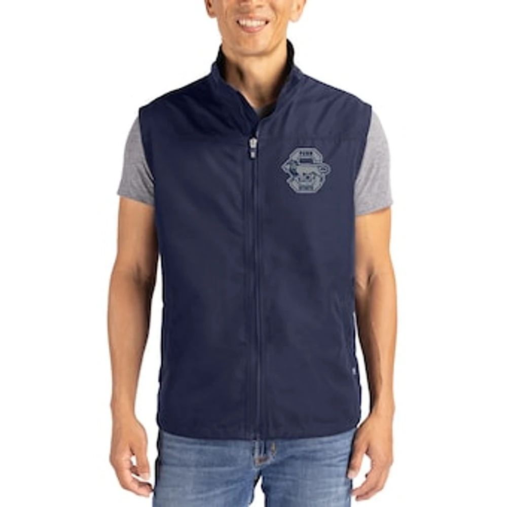 Men's Cutter & Buck Navy Penn State Nittany Lions Charter Eco Recycled Full-Zip Vest