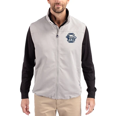Men's Cutter & Buck Gray Penn State Nittany Lions Charter Eco Recycled Full-Zip Vest