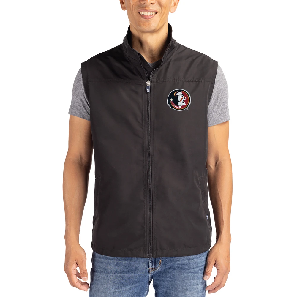 Men's Cutter & Buck Florida State Seminoles Charter Eco Recycled Full-Zip Vest