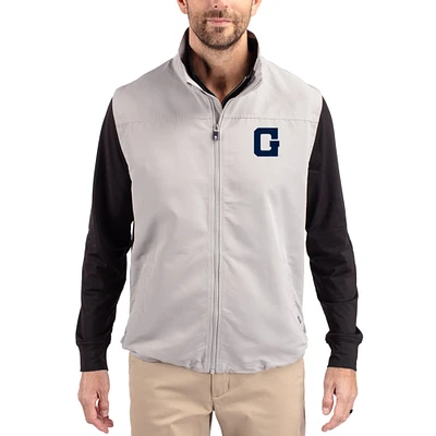 Men's Cutter & Buck Gray Georgetown Hoyas Charter Eco Recycled Full-Zip Vest
