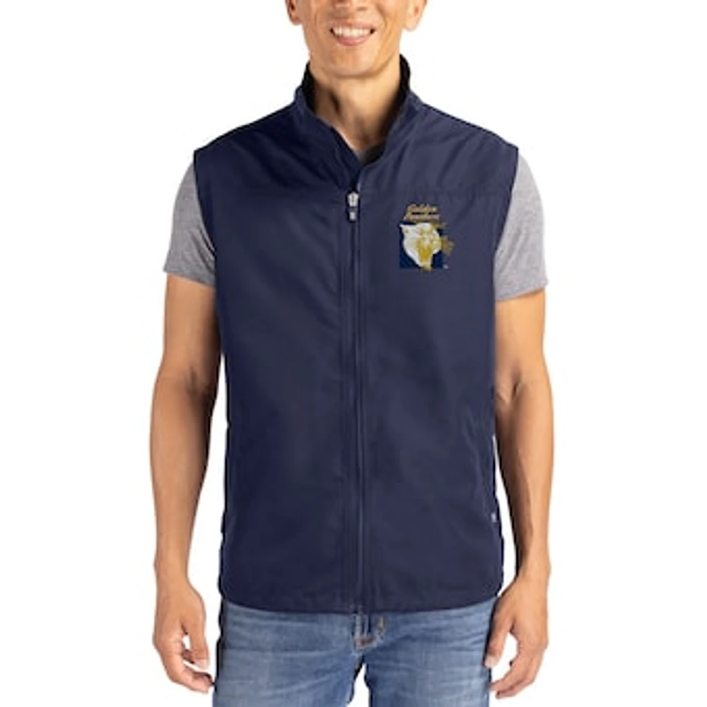 Men's Cutter & Buck Navy FIU Panthers Charter Eco Recycled Full-Zip Vest