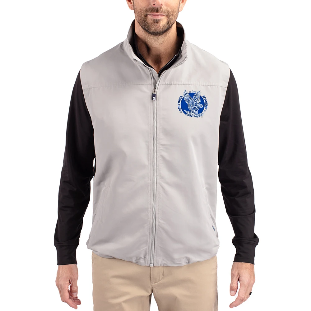 Men's Cutter & Buck Gray Air Force Falcons Charter Eco Recycled Full-Zip Vest