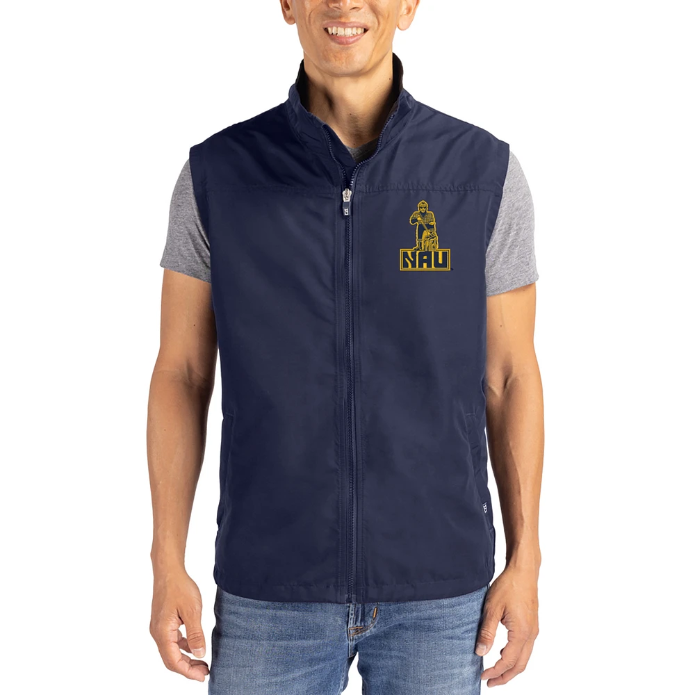 Men's Cutter & Buck Navy Northern Arizona Lumberjacks Charter Eco Recycled Full-Zip Vest
