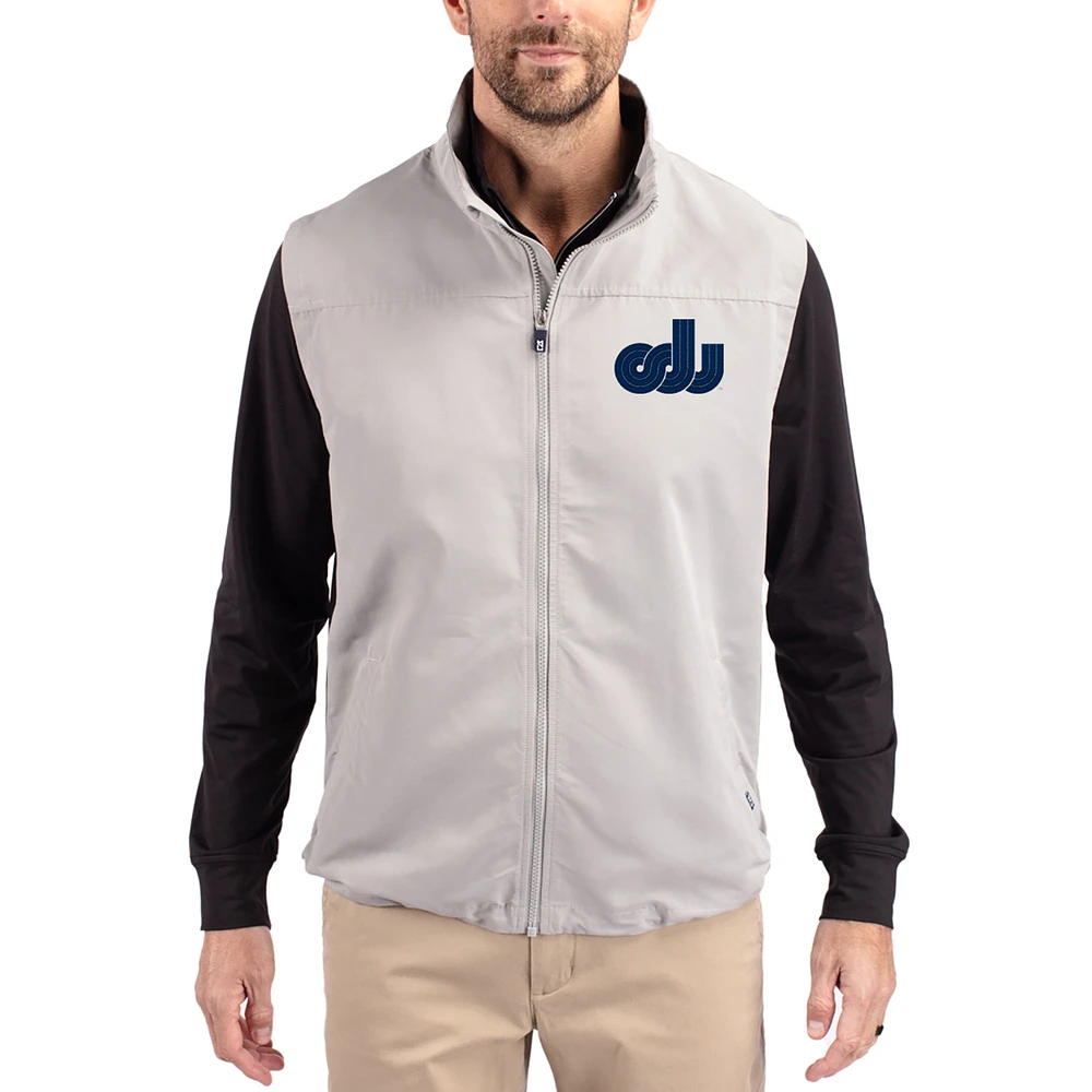 Men's Cutter & Buck Gray Old Dominion Monarchs Charter Eco Recycled Full-Zip Vest