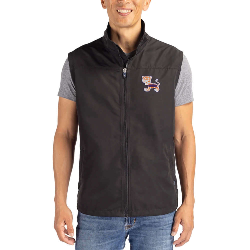 Men's Cutter & Buck Black Clemson Tigers Charter Eco Recycled Full-Zip Vest