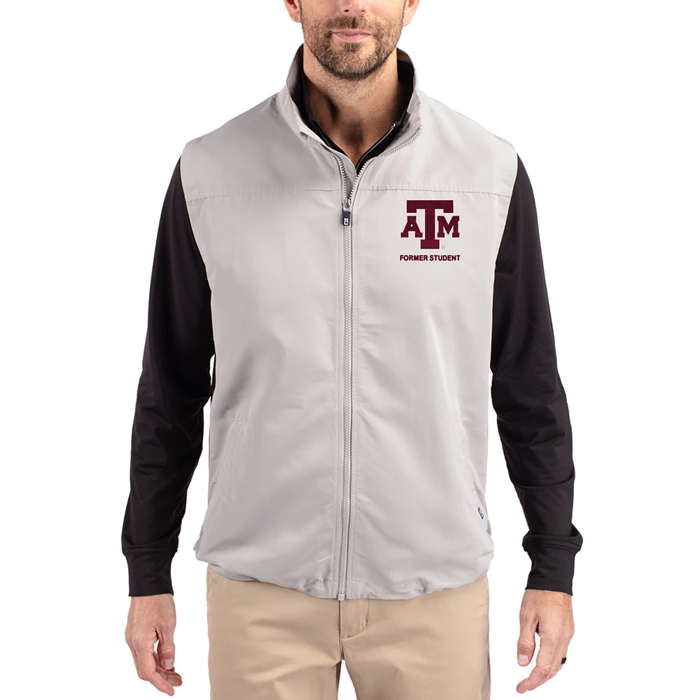 Men's Cutter & Buck Gray Texas A&M Aggies Charter Eco Recycled Full-Zip Vest