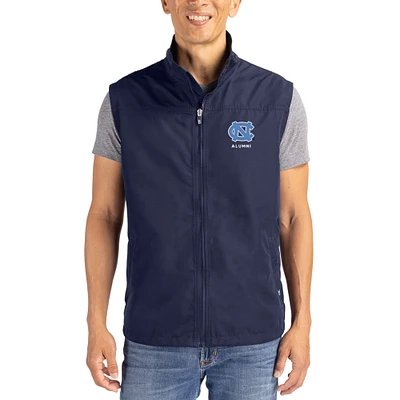 Men's Cutter & Buck Navy North Carolina Tar Heels Charter Eco Recycled Full-Zip Vest
