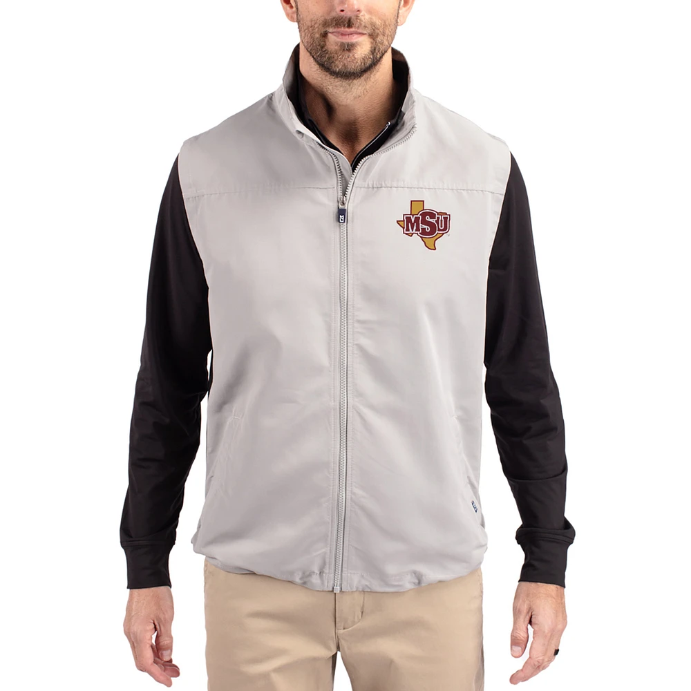 Men's Cutter & Buck Midwestern State Mustangs Charter Eco Recycled Full-Zip Vest