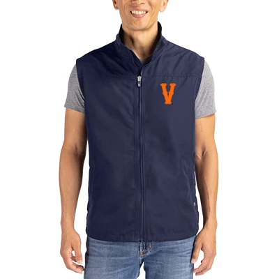 Men's Cutter & Buck Navy Virginia Cavaliers Charter Eco Recycled Full-Zip Vest