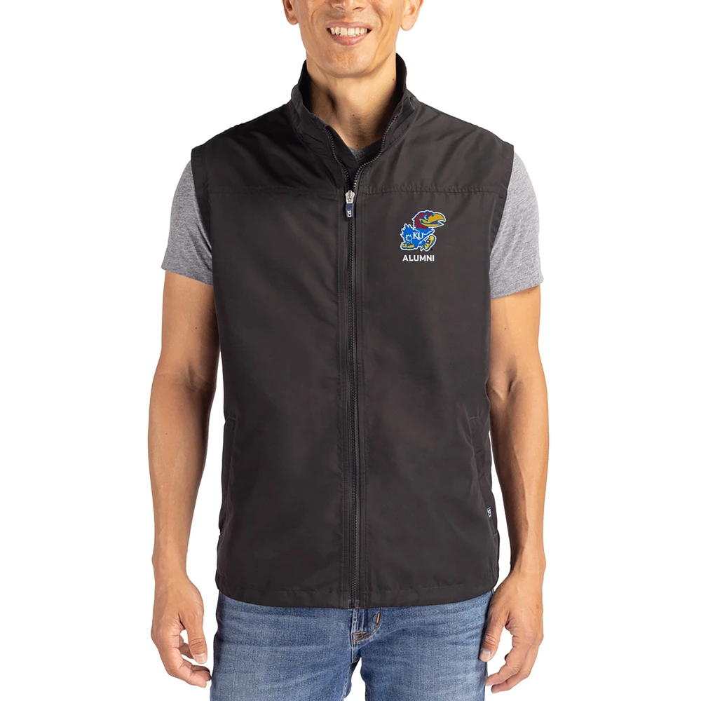 Men's Cutter & Buck Black Kansas Jayhawks Charter Eco Recycled Full-Zip Vest