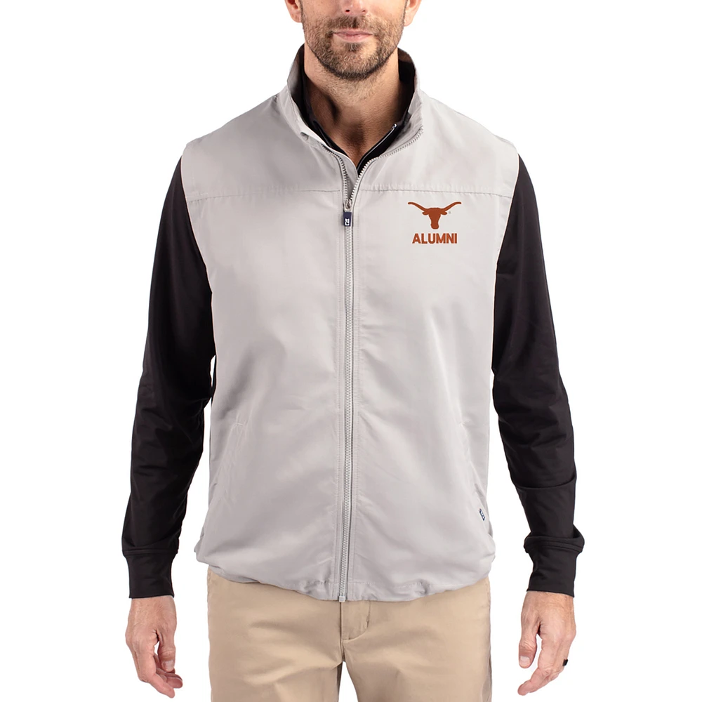 Men's Cutter & Buck Gray Texas Longhorns Charter Eco Recycled Full-Zip Vest