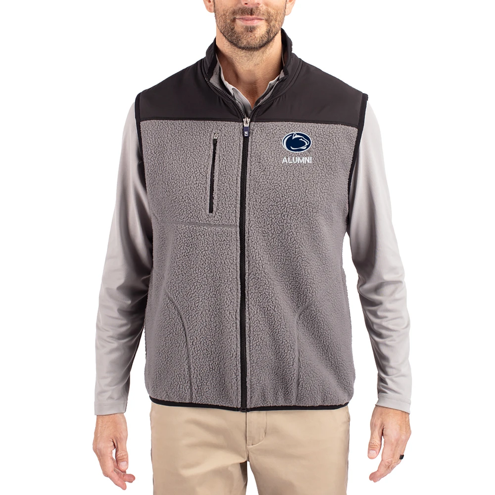 Men's Cutter & Buck Gray Penn State Nittany Lions Cascade Eco Fleece Full-Zip Vest